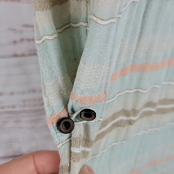 prAna Mint Plaid Button Front Buenos Dias T-Shirt Knee Length Dress Size Small - Picture 6 of 14